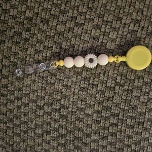 Yellow and Cream Beaded Key Holder